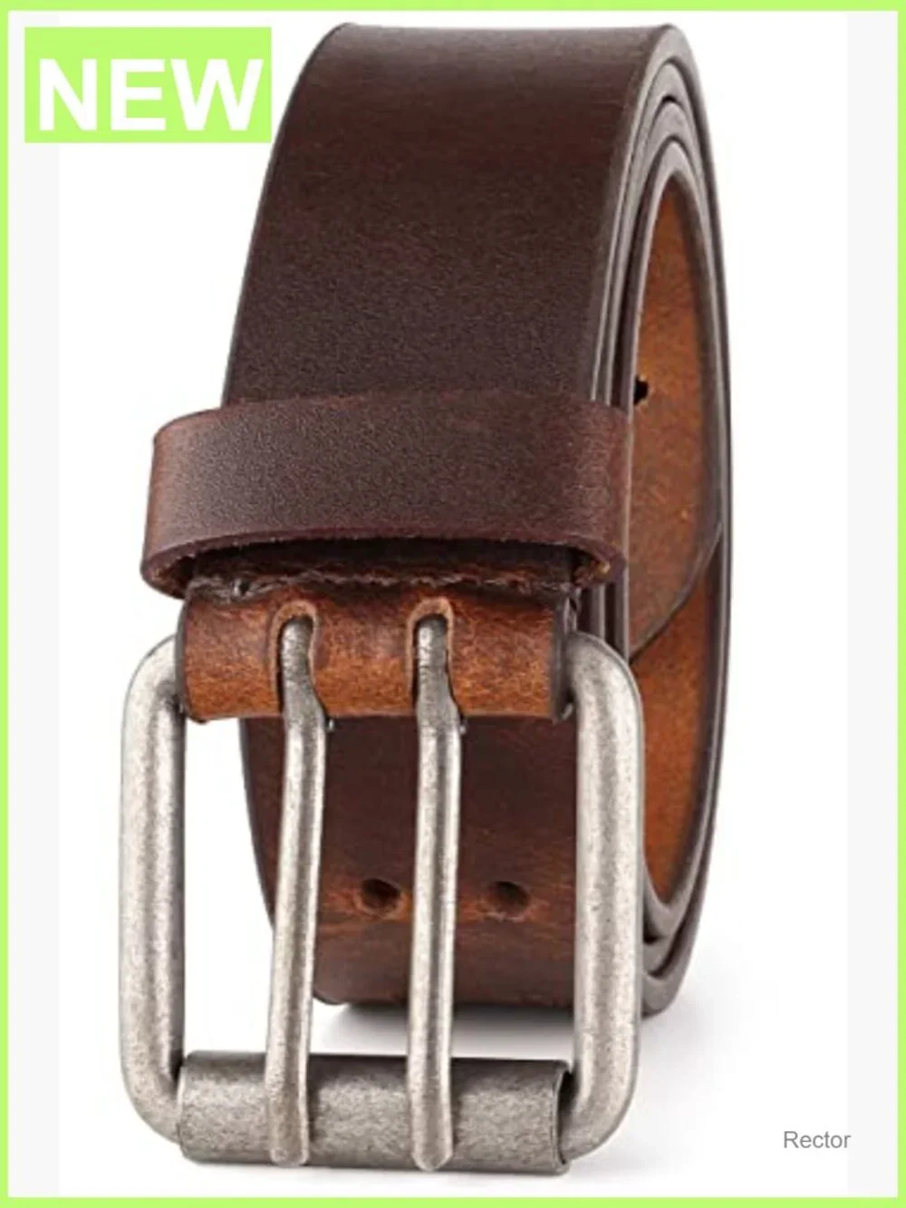 Heavy Duty Full Grain Leather Work Belt 1.5 inch Double Prong for Jeans